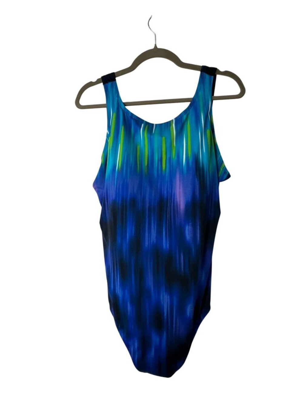 Beach Native Women’s 22W Blue Green Black Swimsuit Used Front Lined Modest